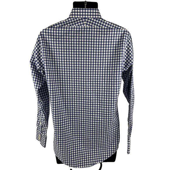 Mens Brooks Brothers Non-Iron Long Sleeve Button Up Shirt Size 15-33 Blue Check - Picture 7 of 7